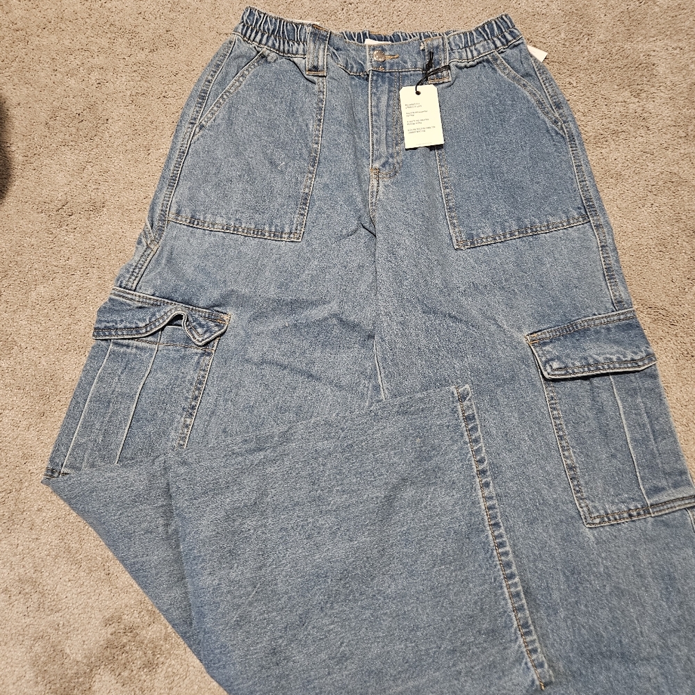 High rise cargo jeans